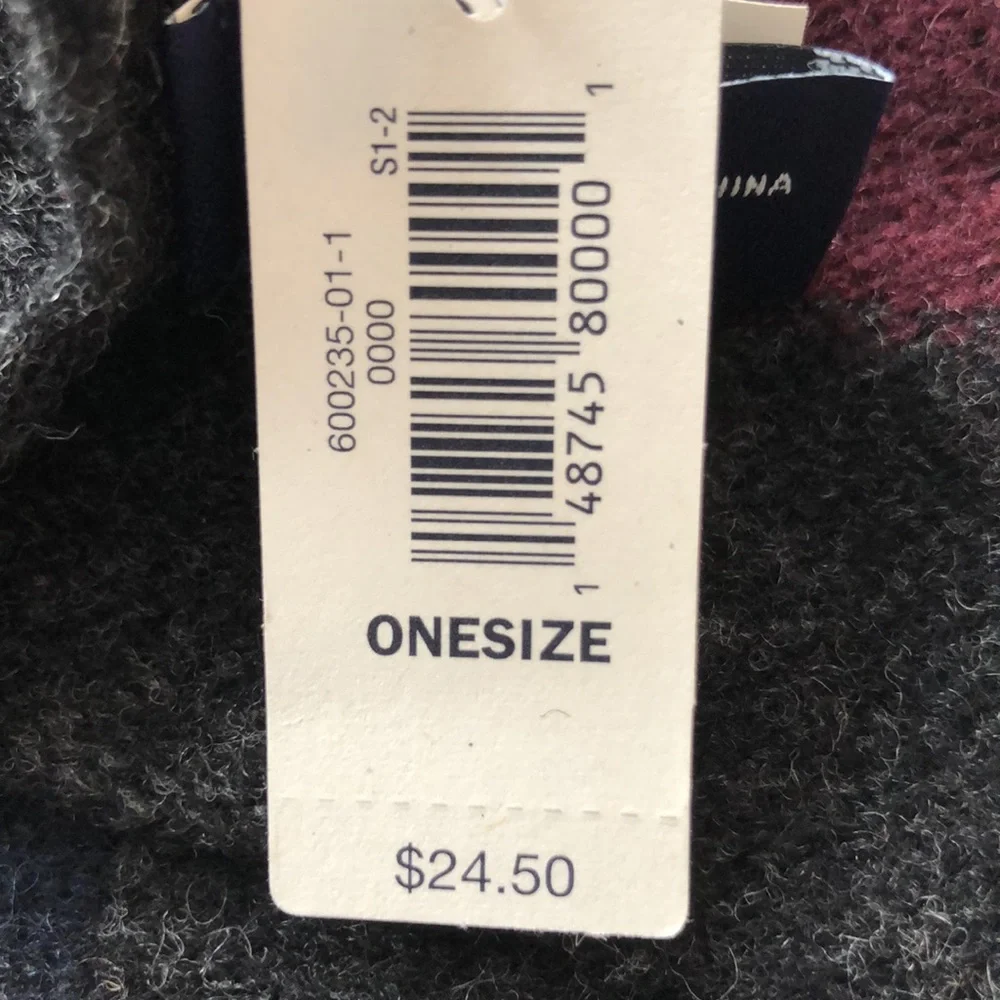 Gap lambswool gray/maroon/navy stripe scarf